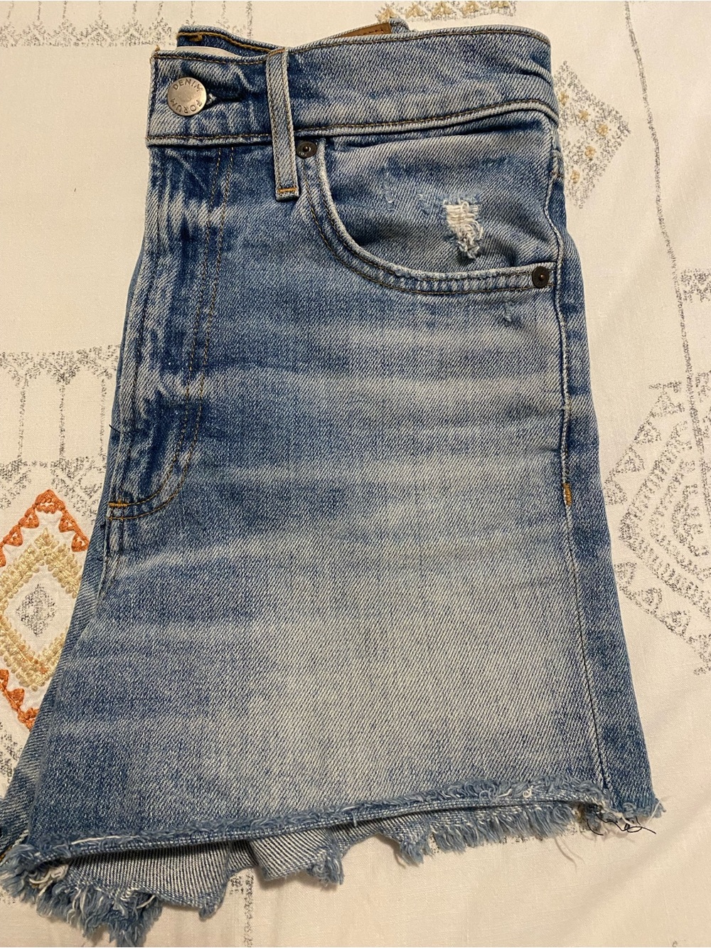 Denim Forum Light Blue Distressed Jean Shorts